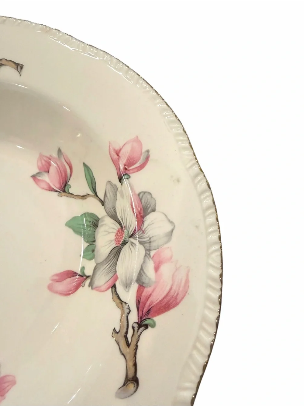 Homer Laughlin Pink Dogwood Blossom Soup Cereal Bowls Gold Rim Edge Set Of 6 VTG